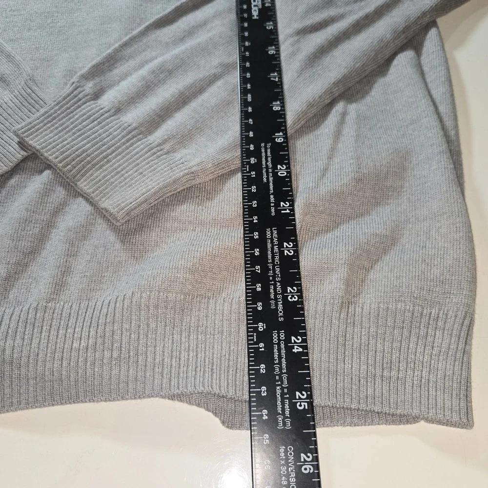 Pronto Uomo Men's Slim Fit Extra Fine Merino Wool V-Neck Sweater Grey L Flawed